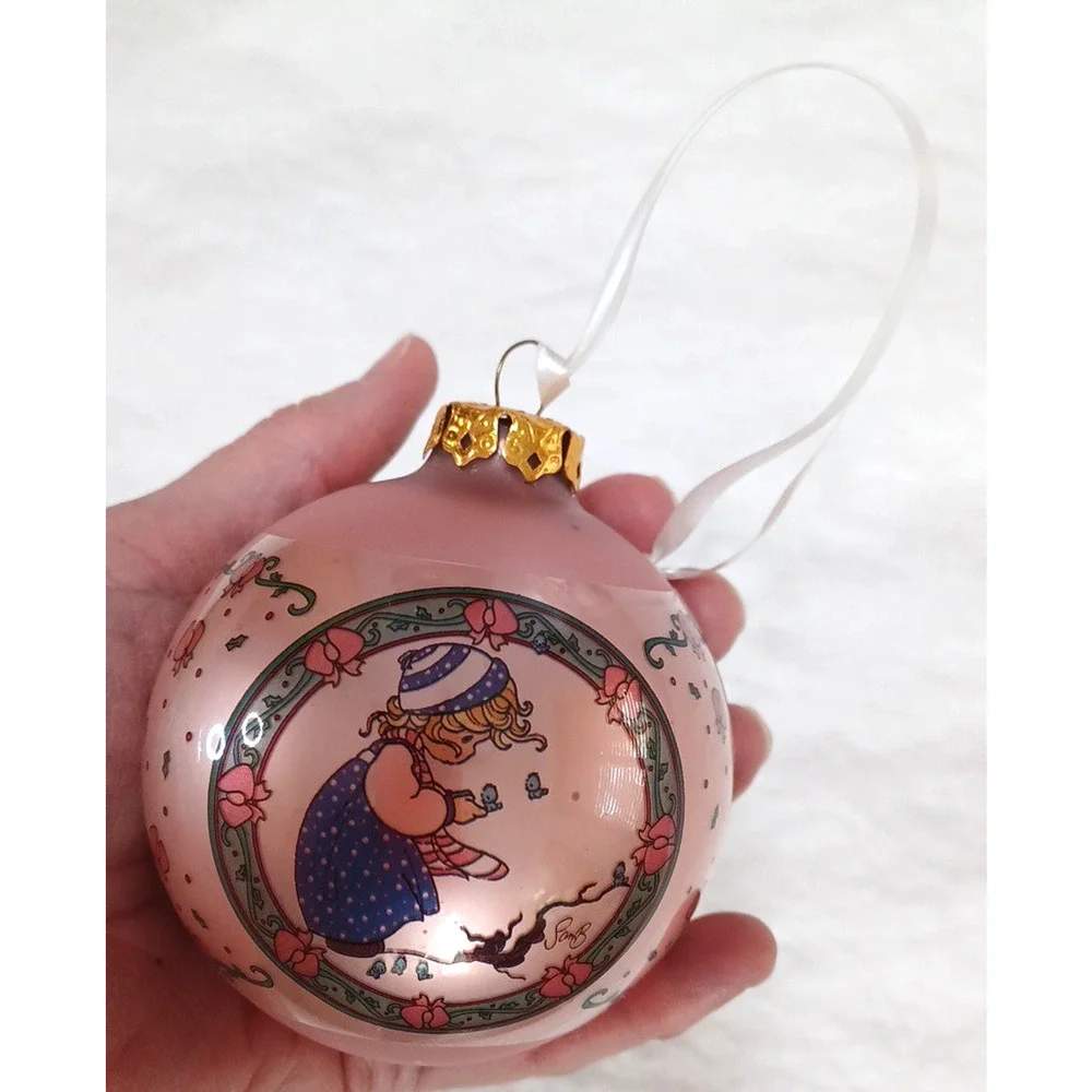 VTG 94 Enesco Precious Moments Pink Glass 3 1/2